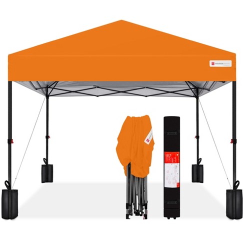 Best Choice Products 10x10ft Easy Setup Pop Up Canopy W 1 button Setup Wheeled Case 4 Weight Bags Orange Target