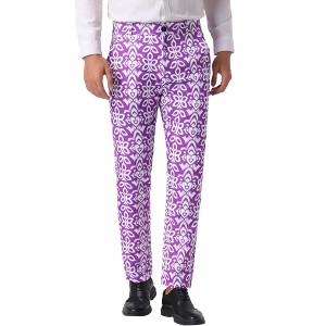 INSPIRE CHIC Floral Pants for Men's Flat Front Prom Formal Flower Dress Pants - 1 of 4