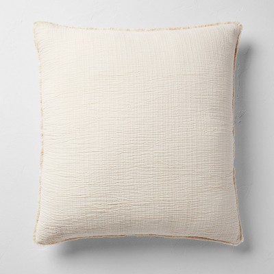Euro 26''x26'' Textured Chambray Cotton Decorative Throw Pillow Natural - Casaluna™