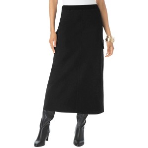 Roaman's Women's Plus Size Tall Invisible Stretch All Day Cargo Skirt - 1 of 4