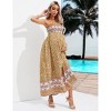 Women's Maternity Summer Sleeveless Maxi Dress Casual Smocked Strapless Floral Flowy Tube Top Dress Photoshoot Baby Shower - 2 of 4