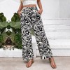 Coolmee Womens Pants Floral Midweight Palazzo Pants for Women Casual Lounge Wide Leg Pants Woman with Button - 3 of 4