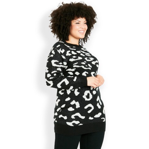 EVANS | Women's Plus Size Jumper Leopard Longline - Multi - 18W