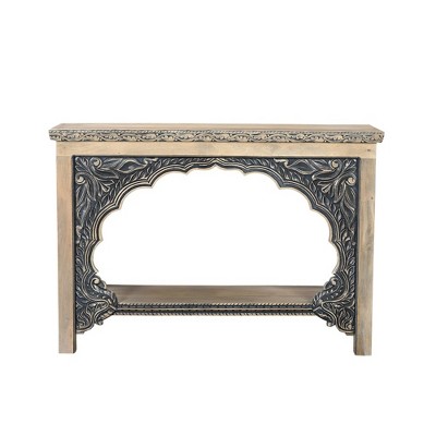 Taran Designs,Grayson Carved Solid Wood Console Table