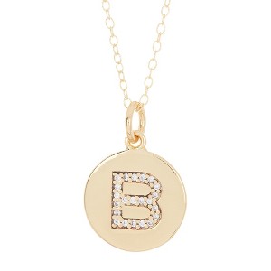 Adornia Tarnish Resistant 14k Gold Plated Initial Pave Disc Necklace - 1 of 3