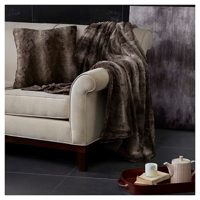 20" Brown Faux Fur Square Throw Pillow