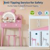 Bear-Shaped Kids Vanity Set with Lights, Wooden Makeup Desk & Stool, Princess Toddler Play Vanity Table for Bedroom, Perfect for Little Girls - 3 of 4