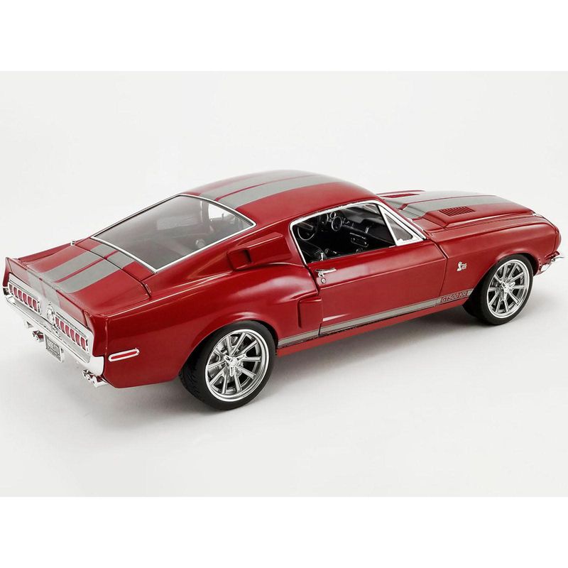 1968 Ford Mustang Shelby GT500 KR Restomod Candy Apple Red w/Silver Met. Stripes Ltd Ed 1254 pcs 1/18 Diecast Model Car by ACME, 5 of 7