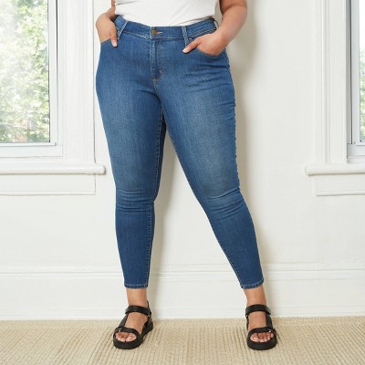 Women's Plus Size Mid-Rise Ankle Skinny Pants - Ava & Viv™