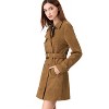 Allegra K Women's Notched Lapel Double Breasted Faux Suede Trench Coat with Belt - 2 of 4