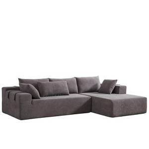 TiramisuBest 108" L Shaped Sectional Sofa Chenille Upholstered Modular 4 Seat Convertible Couch Set Seating 6 Pillows Living Room Left /Right Side - 1 of 4