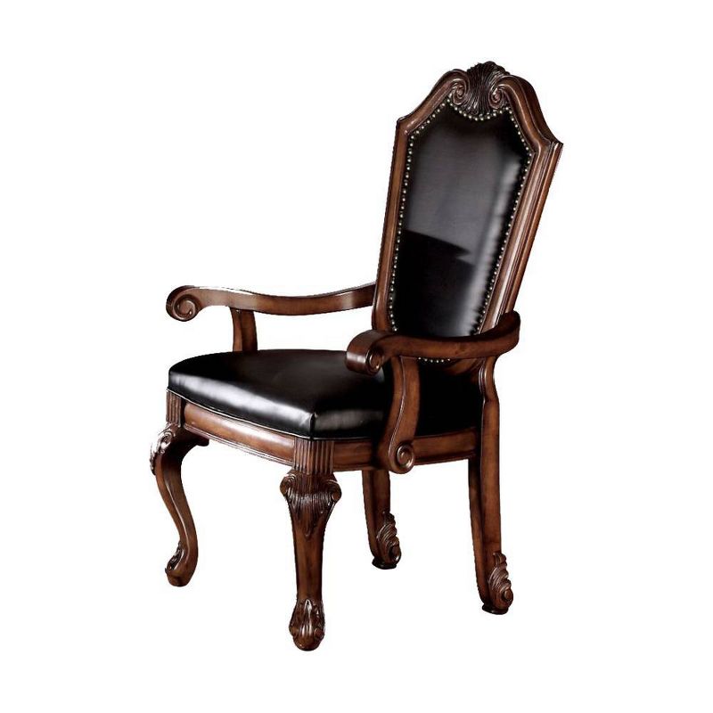 28&#34; Chateau De Ville Dining Chair Black Synthetic Leather and Cherry Finish - Acme Furniture, 6 of 8