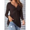 Imily Bela Chic Knot Front V Neck Blouse Long Sleeve Womens Top Elegant Everyday Pullover - 2 of 4