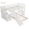 Stairway Bunk Bed with Slide, Pine Wood Twin over Twin Bunk Bed Frame and Two Drawers for Kids Teens Boys and Girls - 2 of 4