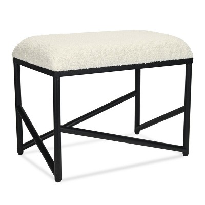 Trion Abstract Black Bench with White Boucle Upholstery