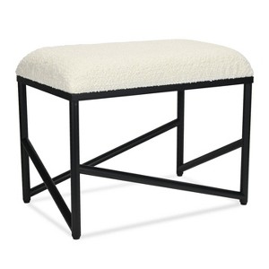 Trion Abstract Black Bench with White Boucle Upholstery - 1 of 4