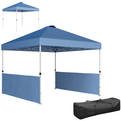 Outsunny 10' x 10' Pop Up Canopy Tent with 2 Half Sidewalls, UV50+ Height Adjustable Instant Sun Shelter with Wheeled Carry Bag