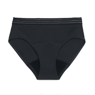 THINX Hiphugger Period Underwear for Women, FSA HSA Approved Feminine Care,  Menstrual Underwear Holds 5 Tampons, Black, Small