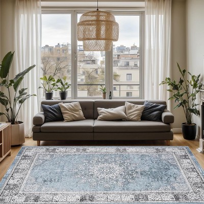 Washable Area Rug Rugs, Vintage Area Rug for Bedroom, Distressed Traditional Rugs, Foldable Thin Mat, Large Indoor Area Rugs