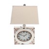 22" Distressed  Metal Bedside Lamp With Beige Shade - 4 of 4