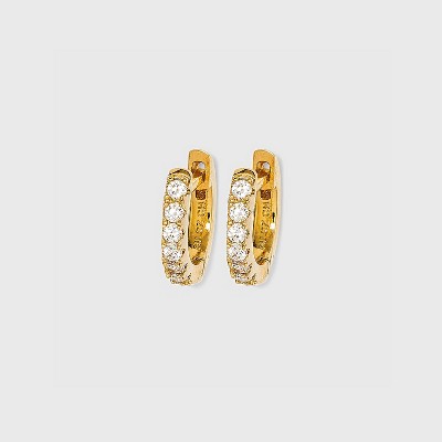 14K Gold Plated Cubic Zirconia Huggie Hoop Earrings - A New Day™