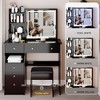 FONTOI 29.2"W/37"W/41"W Makeup Vanity Table with Left Drawer Stool Large Sliding Mirror Capacity Storage for Bedroom Dressing Room, White/Black - 2 of 4