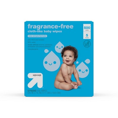 Fragrance Free Cloth-like Baby Wipes - 5pk/500ct Total - up & up™