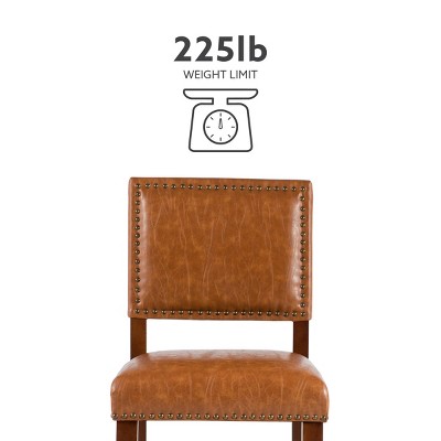 Carmel Luxe Faux Leather 24" Counter Stool with Walnut Stained Legs