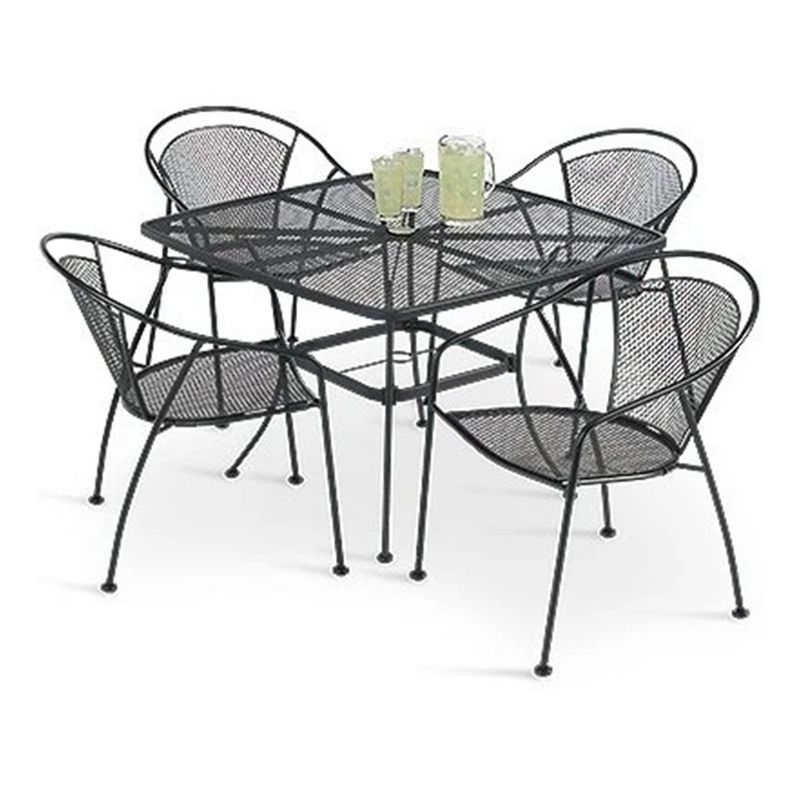 Woodard Uptown Sleek Contemporary 42 Inch Outdoor Steel Mesh Square Top Bistro Style Patio Dining Table with Tapered Legs, Black, 5 of 7