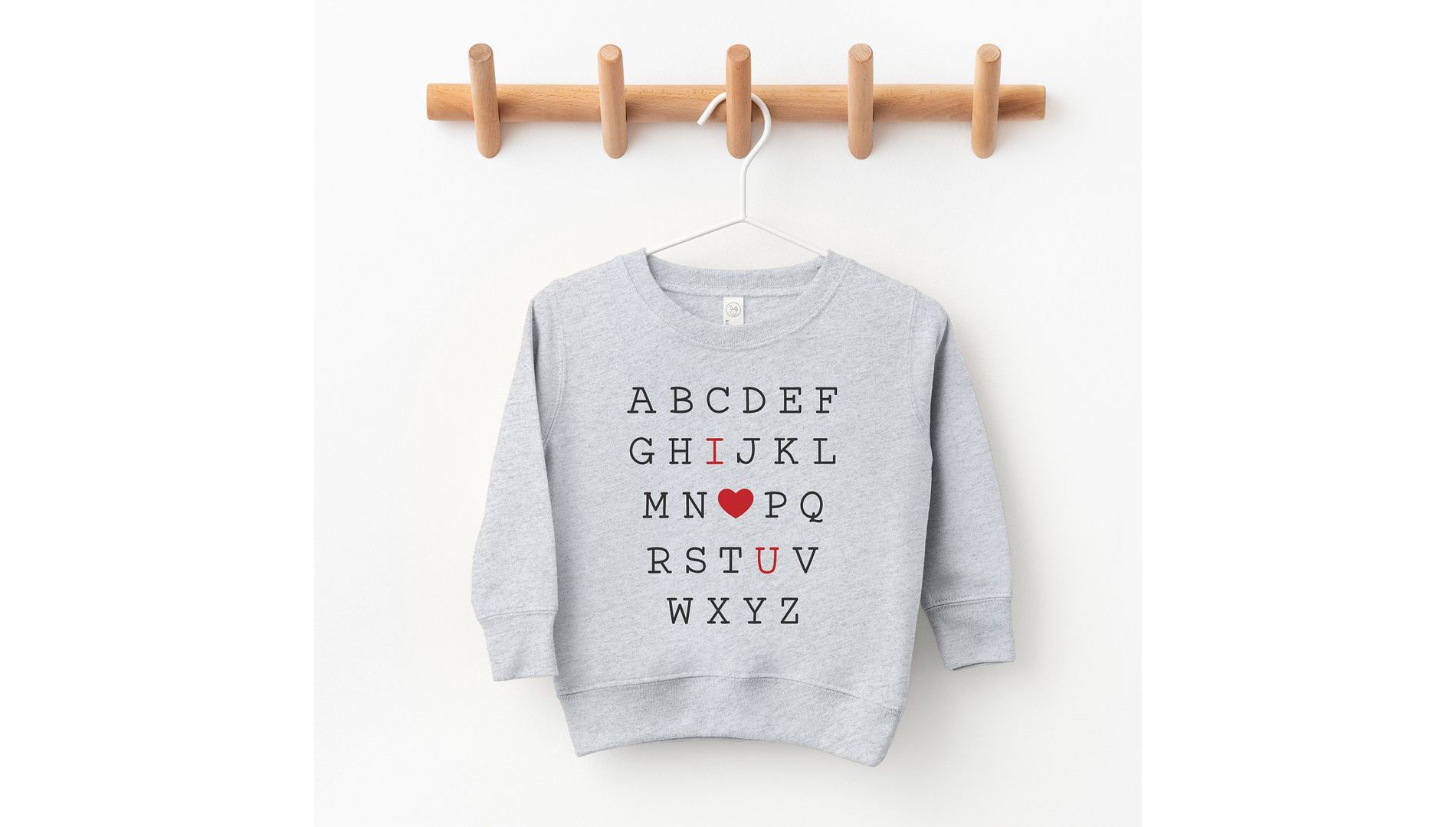 The Juniper Shop Alphabet I Love You Youth Ultra-Soft Graphic Sweatshirt - S - Heather Grey