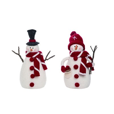 Transpac Foam 15 in. White Christmas Dressed Up Snowman Set of 2