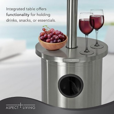 Tall Stainless Steel Outdoor Propane Patio Heater with Table