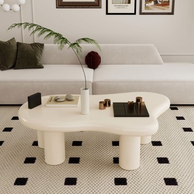 NicBex Modern 47.2" Irregular Shape Coffee Table with Cylindrical Legs for Living Room and Office