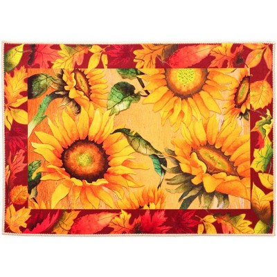 Olivia’s Home Framed Sunflowers Doormat – Indoor Decorative Mat, 22" x 32", Vibrant Sunflower Artwork with Framed Design