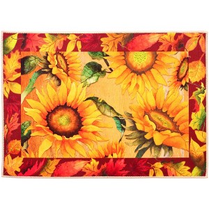 Olivia’s Home Framed Sunflowers Doormat – Indoor Decorative Mat, 22" x 32", Vibrant Sunflower Artwork with Framed Design - 1 of 3