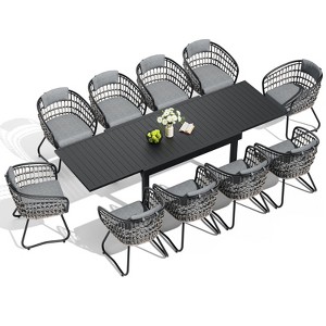 Crestlive Products Modern Aluminum Outdoor Dining sets Expandable Patio Dining Table with arm chairs for 4-10 People Outside - 1 of 4