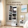 360° Swivel Jewelry Armoire with Full Length Mirror, Jewelry Armoire with Led, Jewelry Storage, Bottom Drawer, Shelf, Wheels - 3 of 4