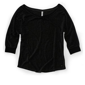 Aeropostale Womens Metallic 3/4 Sleeve Graphic T-Shirt, Black, X-Small - 1 of 1