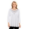 Collections Etc Lace Trim 3/4 Sleeve Knit Top - 2 of 4