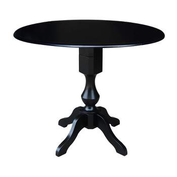 36.3" Smithson Round Pedestal Dual Drop Leaf Dining Table Black - International Concepts