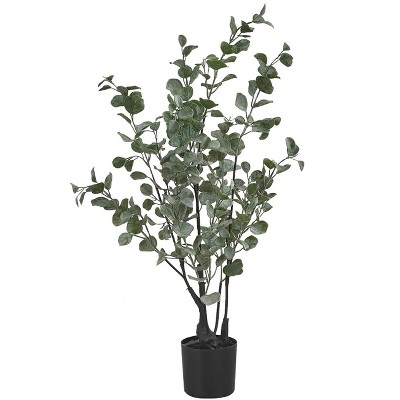 35" Tall Eucalyptus Artificial Plant with Black Pot
