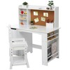 Kids Study Desk with Chair & Bookshelf - White Writing Desk Set with Bulletin Board, Storage Cabinets for Ages 3-8 - 3 of 4