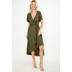 WEST K Women's Georgia Knee-length Faxu Wrap Knit Dress - 1 of 4
