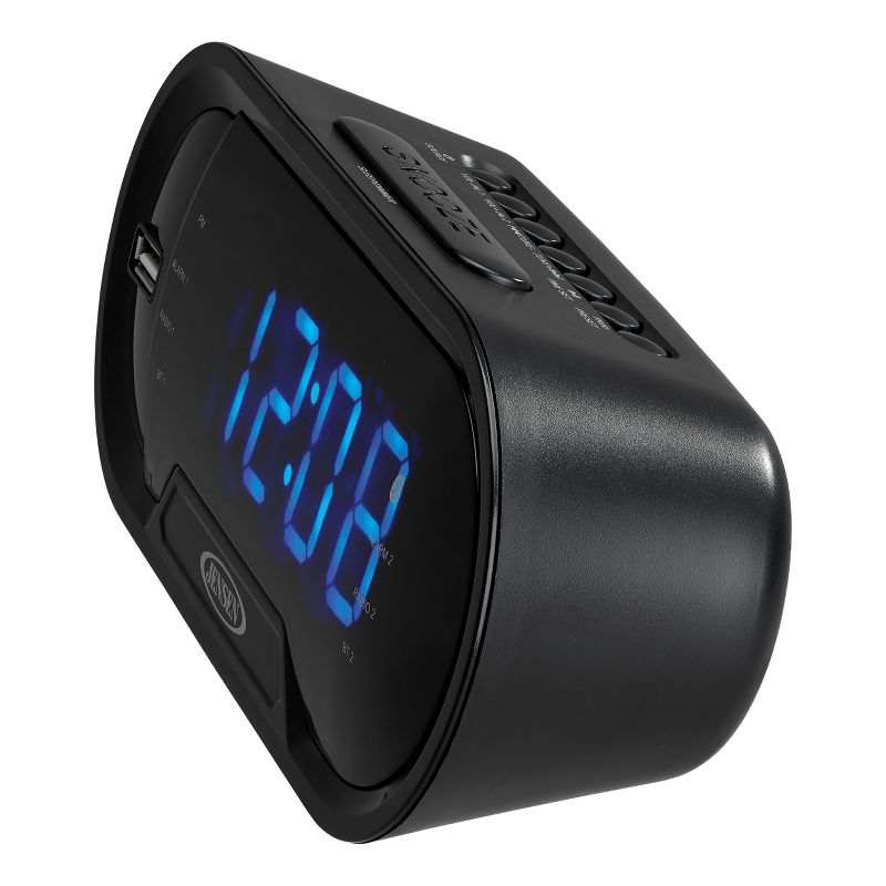JENSEN JCR-298 Bluetooth Digital AM/FM Dual Alarm Clock Radio with USB Charging Port, 4 of 7