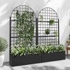 Lirago 6 ft. H x 3 ft. W Metal Planter Box privacy screen Garden Bed with Trellis and Wheels Black - 3 of 4