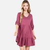 Anna-Kaci Women's V-Neck Button-Front Babydoll Dress with 3/4 Sleeves and Tiered Ruffle Hem - 2 of 4