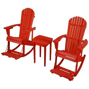 Jiallo Zero Gravity Collection Red Adirondack Rocking Chair with Built-in Footrest Set of 2 Rocking Chairs and 1 End Table - 1 of 4