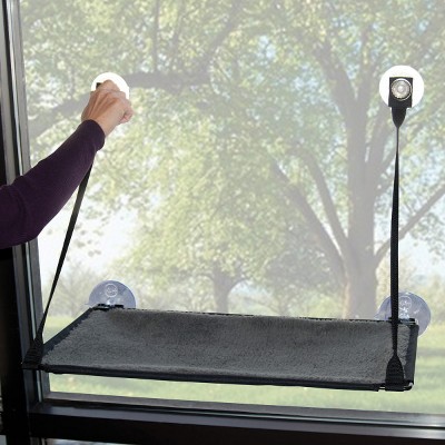 Gray Single Level Cat Window Perch with Suction Cups