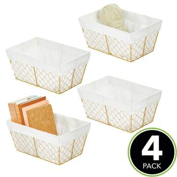 mDesign Medium Chicken Wire Storage Basket, Fabric Liner