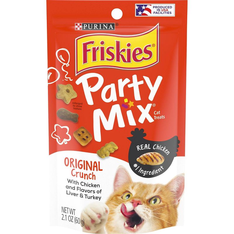 Purina Friskies Party Mix Original Crunch Chicken Cat Treats, 1 of 8
